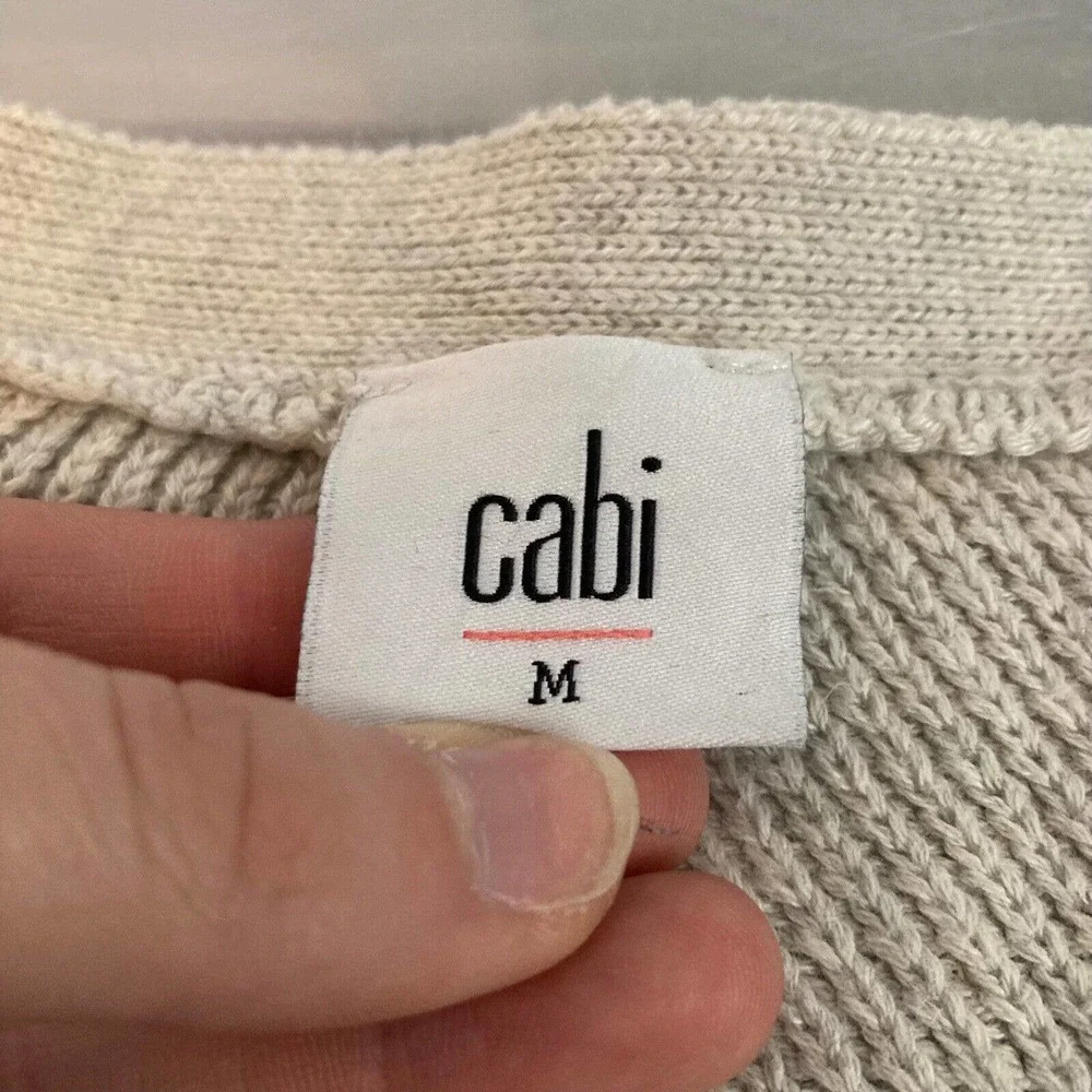 Cabi Cardigan Womens Sz M Gray‎ V Neck Long Sleeve Cotton Button Sweater